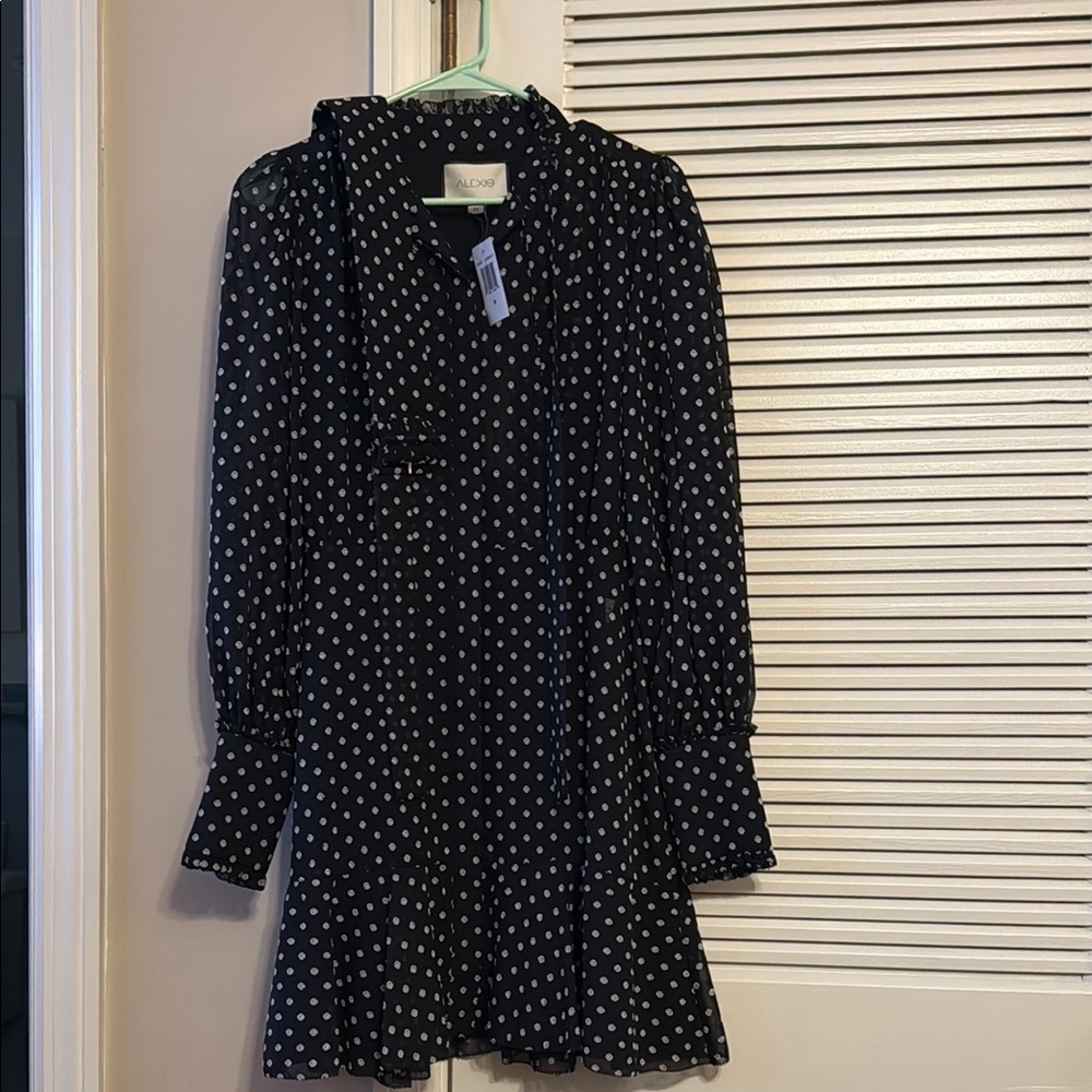 Alexis Black and White Long Sleeve Belted Dress